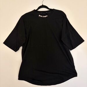 Large Palm Angels Classic Neck Logo T-Shirt with Back Palm Angels Curved Logo